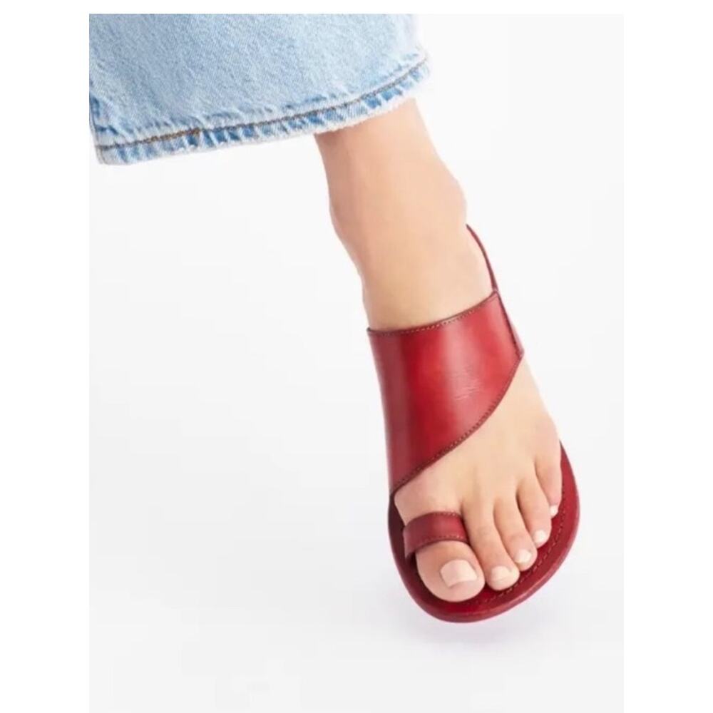 Free People Sant Antoni Cherry Red Sandal Sz 38 - Picture 2 of 6